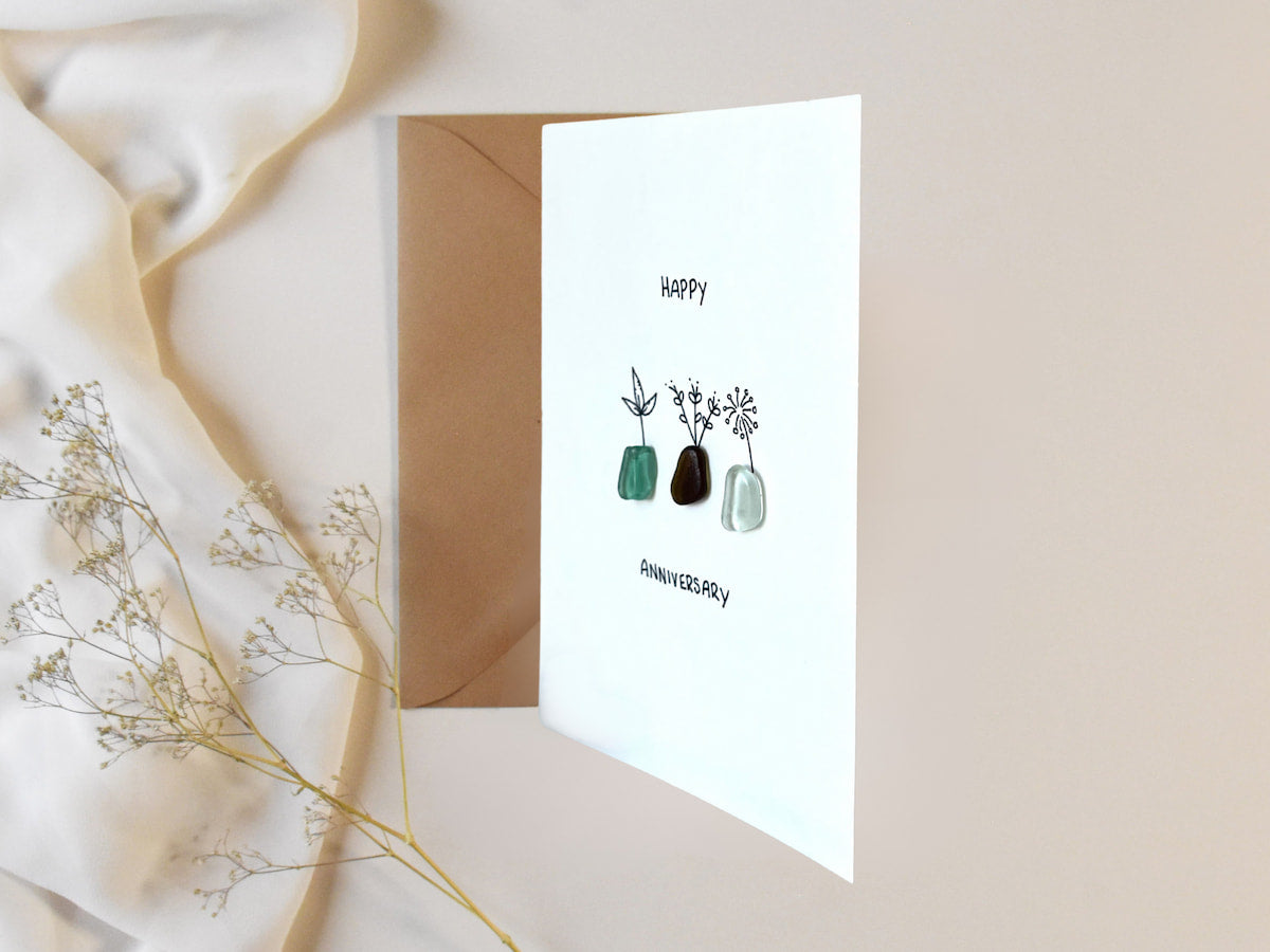 "Together, We Bloom" - Handmade Sea Glass Card