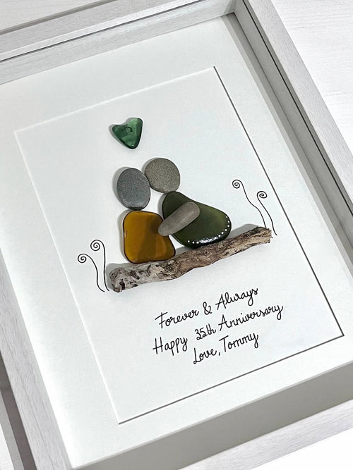 "Forever & Always" - Personalized Sea Glass & Pebble Picture Frame Gift