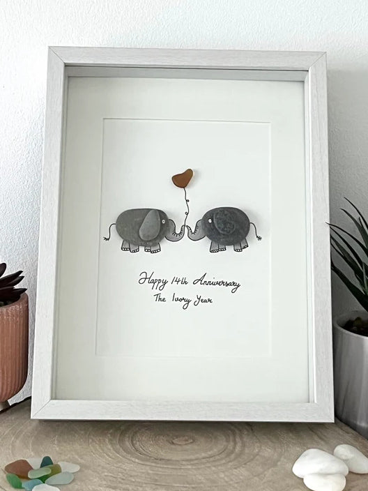 "14th Anniversary" Personalized Sea Glass Picture Frame Gift