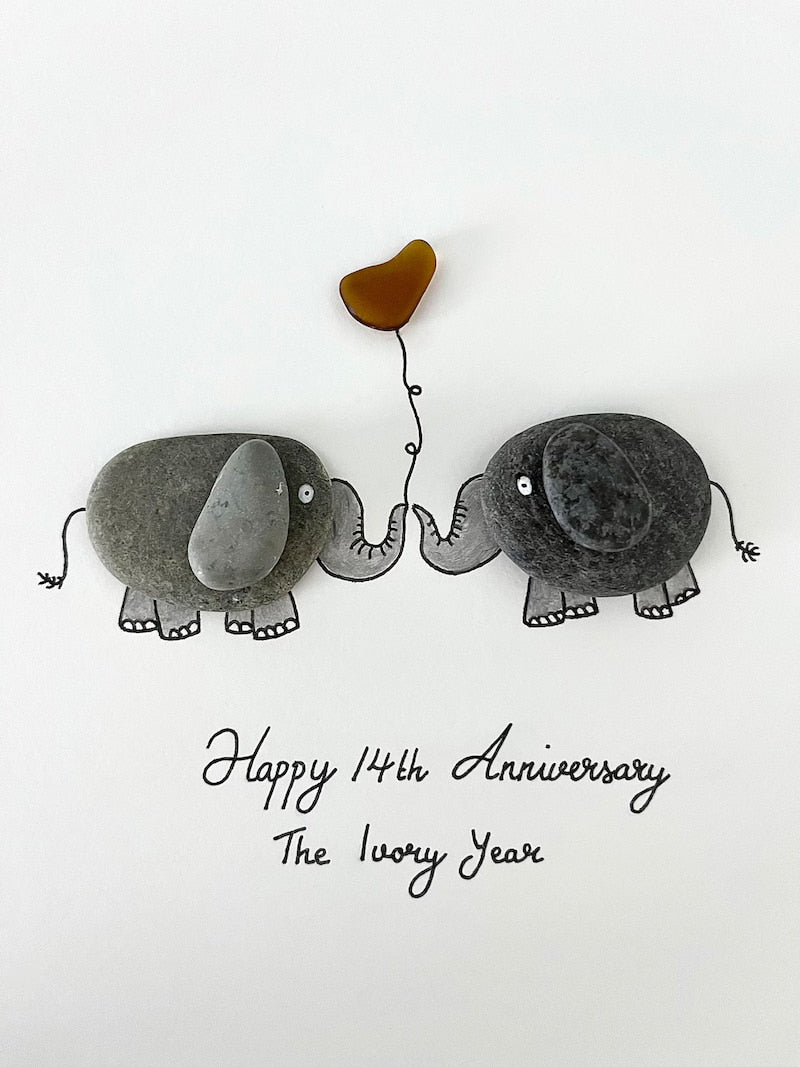 "14th Ivory Anniversary" - Personalized Sea Glass Picture Frame Gift