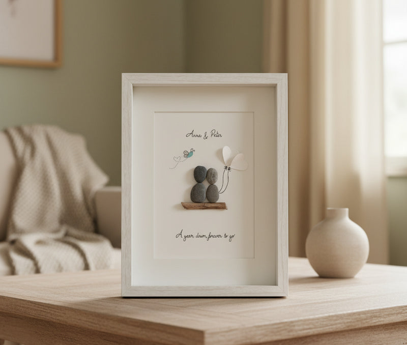 "1st Paper Year Anniversary" - Personalized Sea Glass Gift