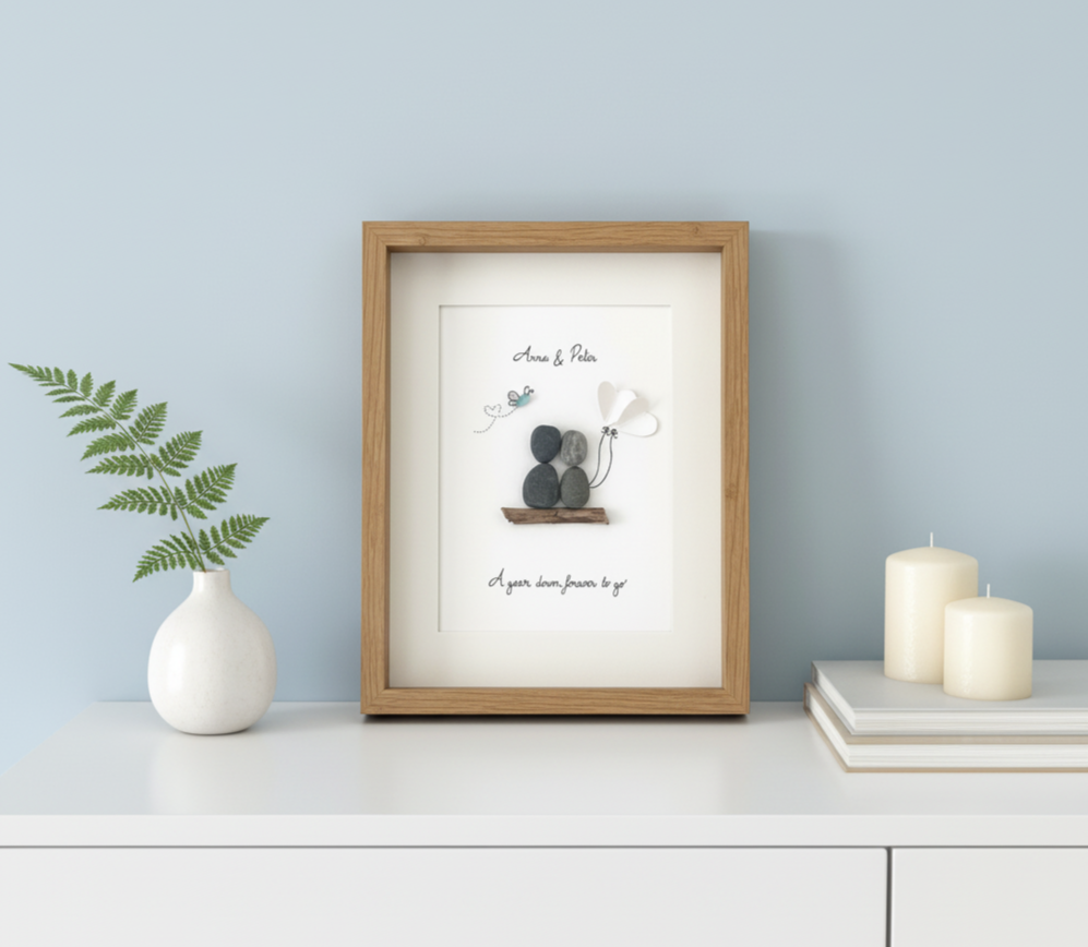 "1st Paper Year Anniversary" - Personalized Sea Glass Gift