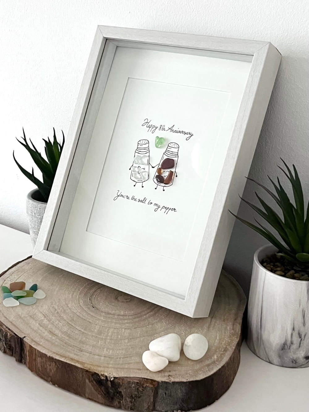Christmas Gift -  "Salt To My Pepper" Sea Glass Picture Frame - Personalized
