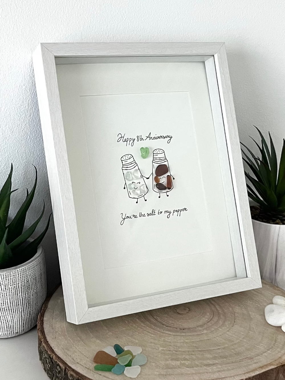 Christmas Gift -  "Salt To My Pepper" Sea Glass Picture Frame - Personalized