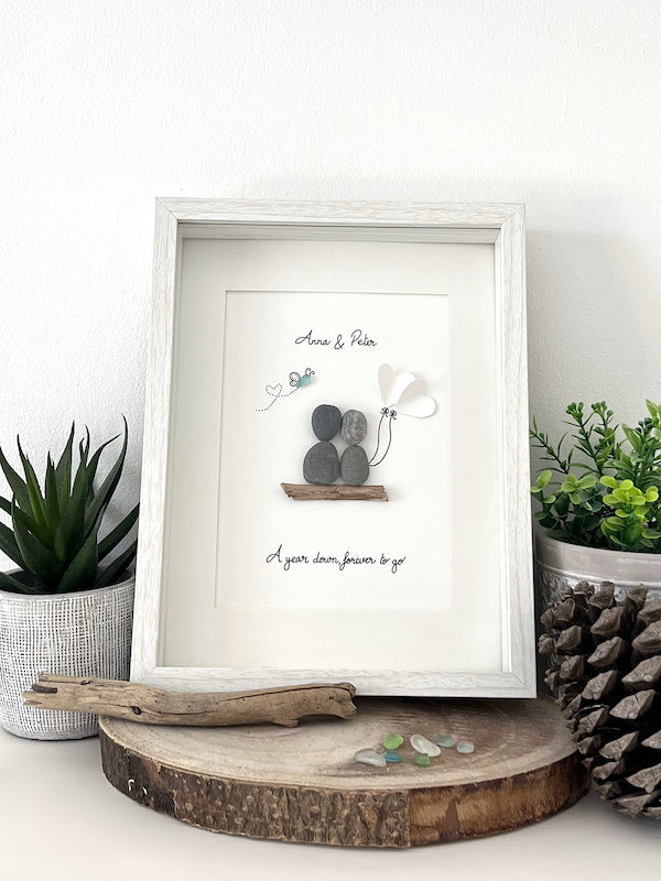 "1st Paper Year Anniversary" - Personalized Sea Glass Gift