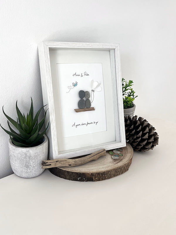 "1st Paper Year Anniversary" - Personalized Sea Glass Gift