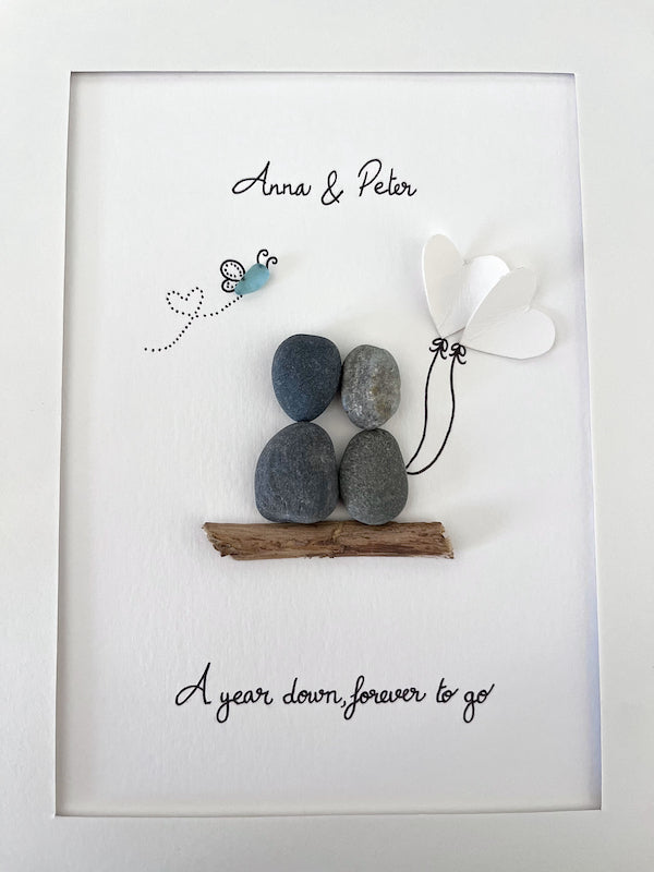 "1st Paper Year Anniversary" - Personalized Sea Glass Gift