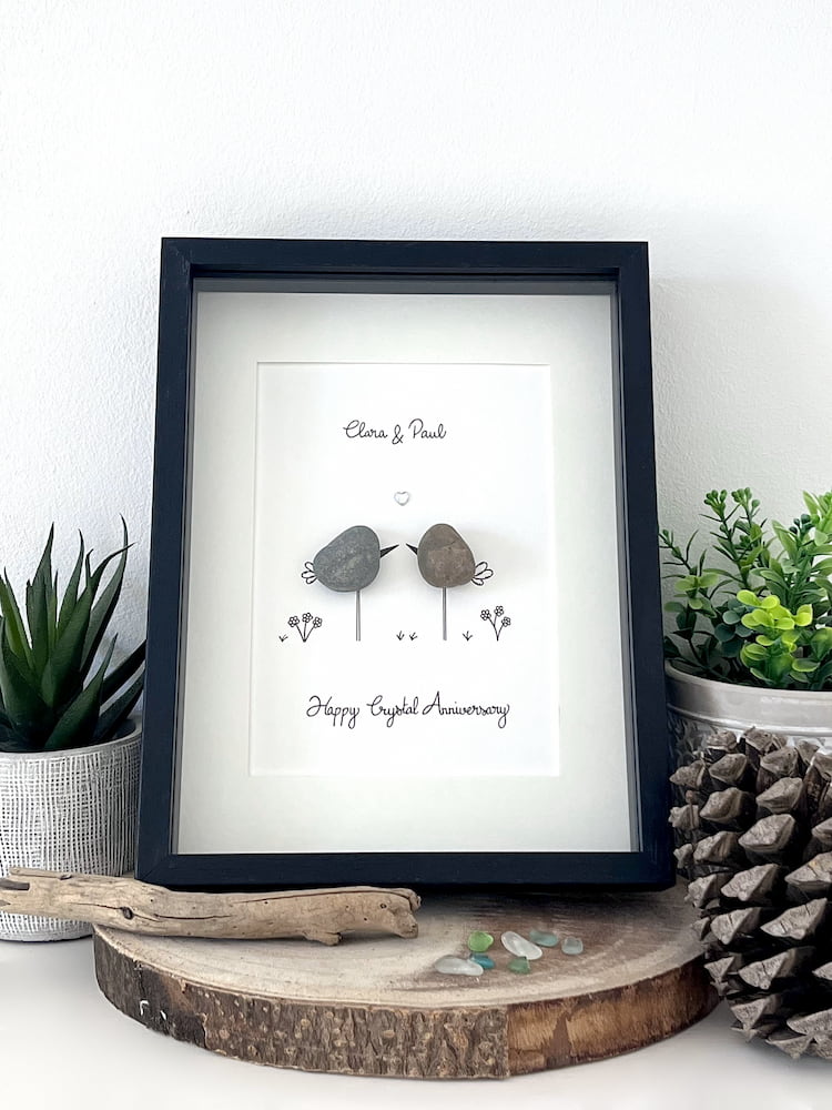 "15th Crystal Year Anniversary" Personalized Sea Glass Gift