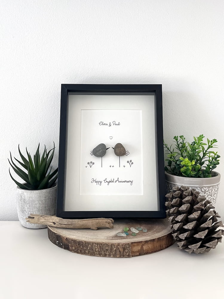 "15th Crystal Year Anniversary" - Personalized Sea Glass Gift