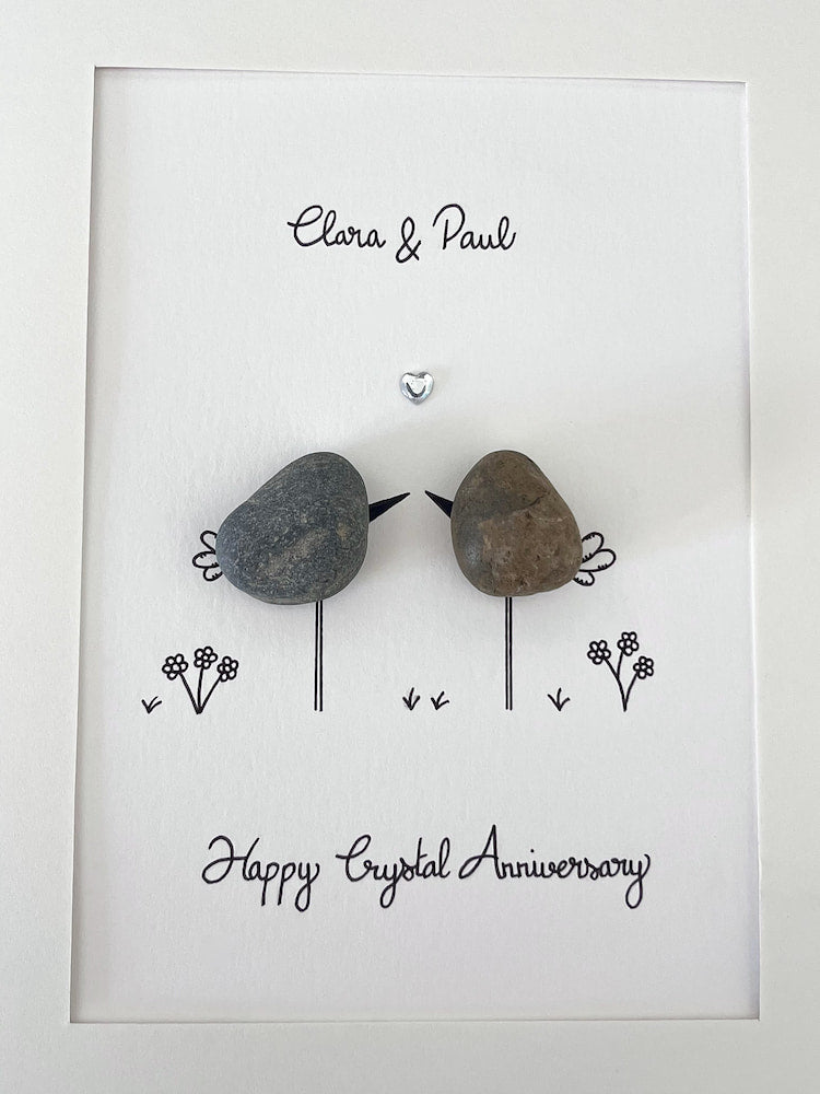 "15th Crystal Year Anniversary" - Personalized Sea Glass Gift