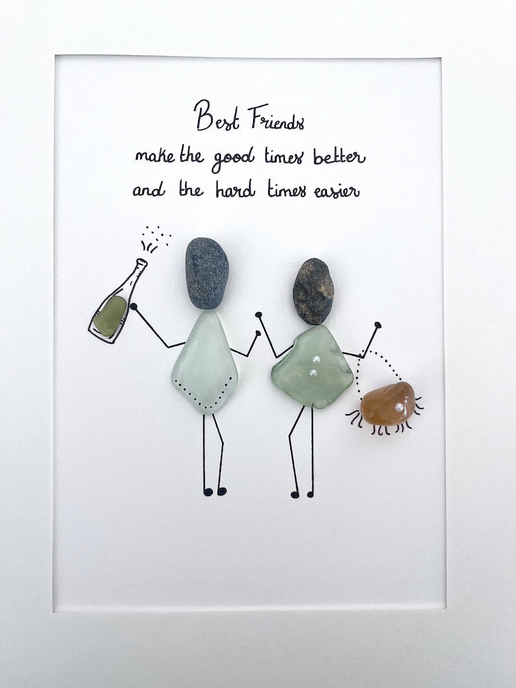 "Best Friends Make Good Times" - Personalized Sea Glass Gift