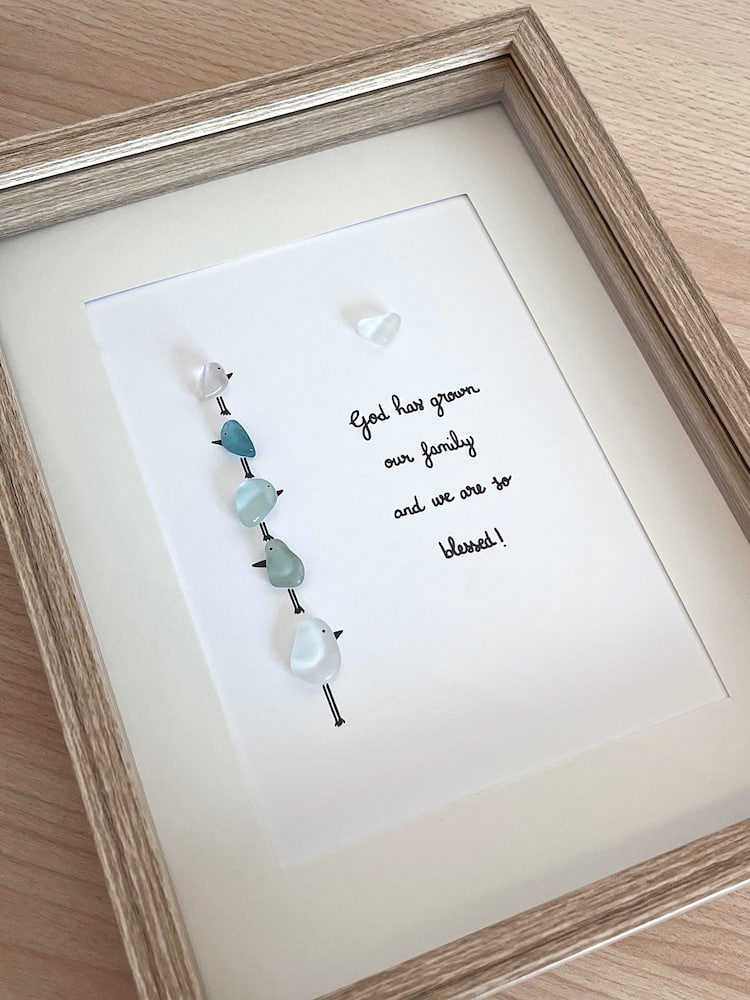 "Family Of Birds" - Personalized Sea Glass Gift