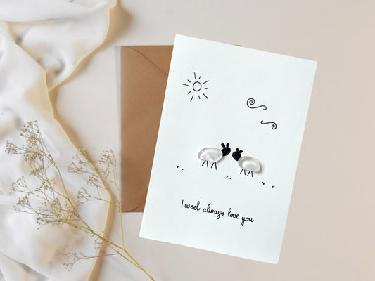 "I Wool Always Love You" - Handmade Sea Glass Card