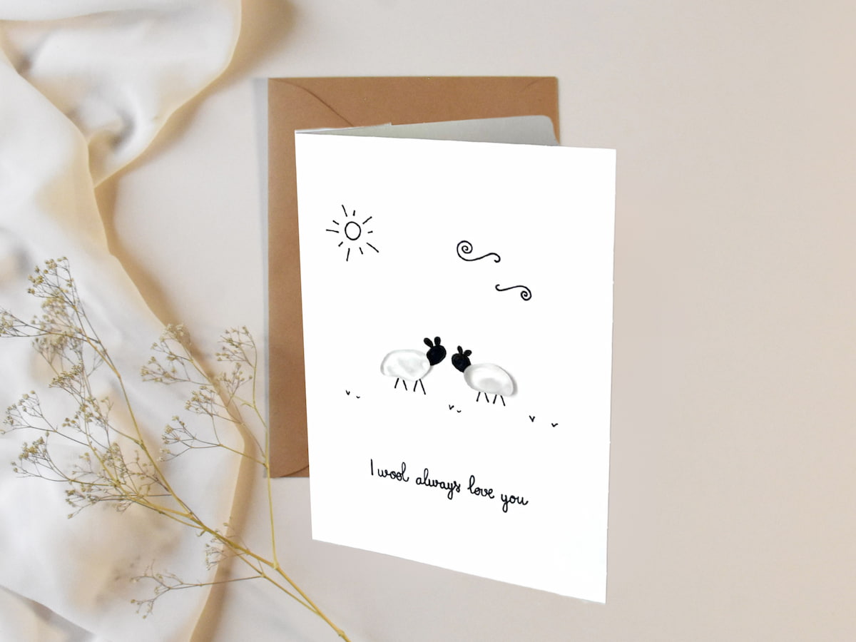 "I Wool Always Love You" - Handmade Sea Glass Card