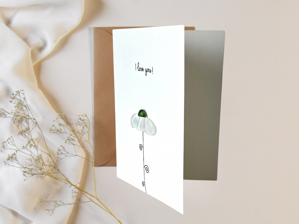 "My Sweetest Flower" - Handmade Sea Glass Card