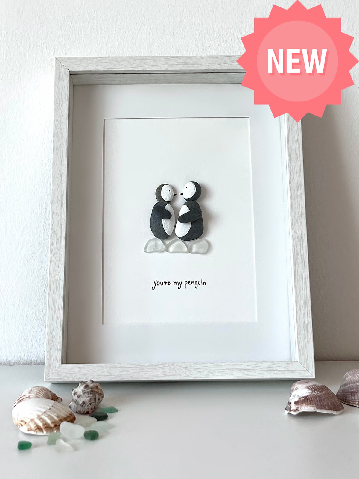 "Youre My Penguin" Personalized Sea Glass Picture Frame Gift