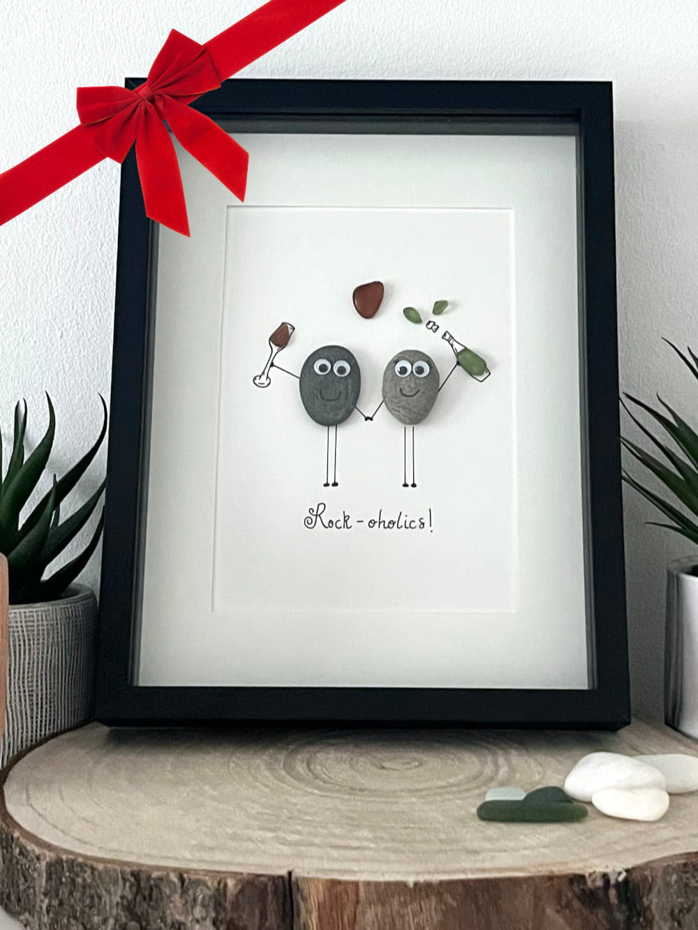 Christmas Gift - Personalized Pebble Love Couple Picture Frame