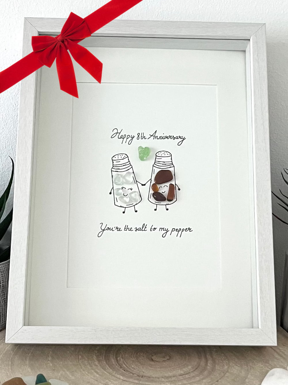 Christmas Gift -  "Salt To My Pepper" Sea Glass Picture Frame - Personalized