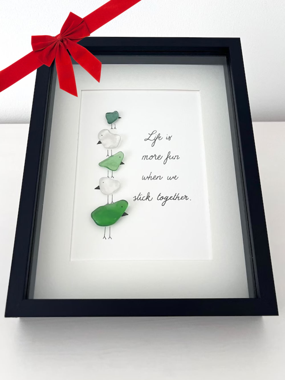 Christmas Gift - Sea Glass Family Of Birds Personalized