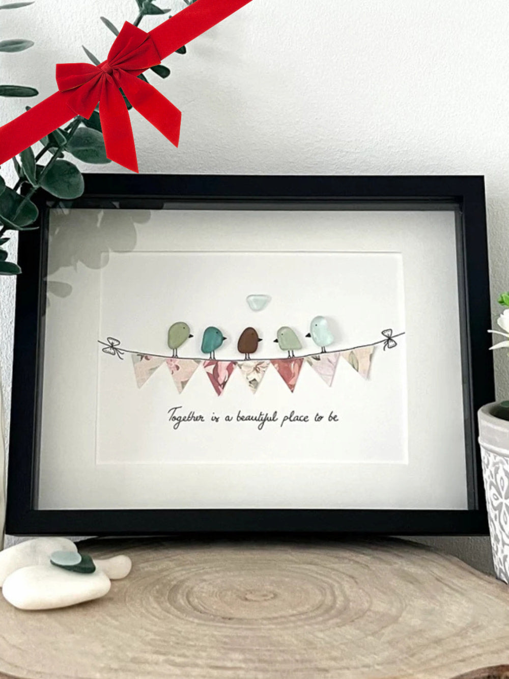 "Together Is a Beautiful Place To Be" - Personalized Sea Glass Gift