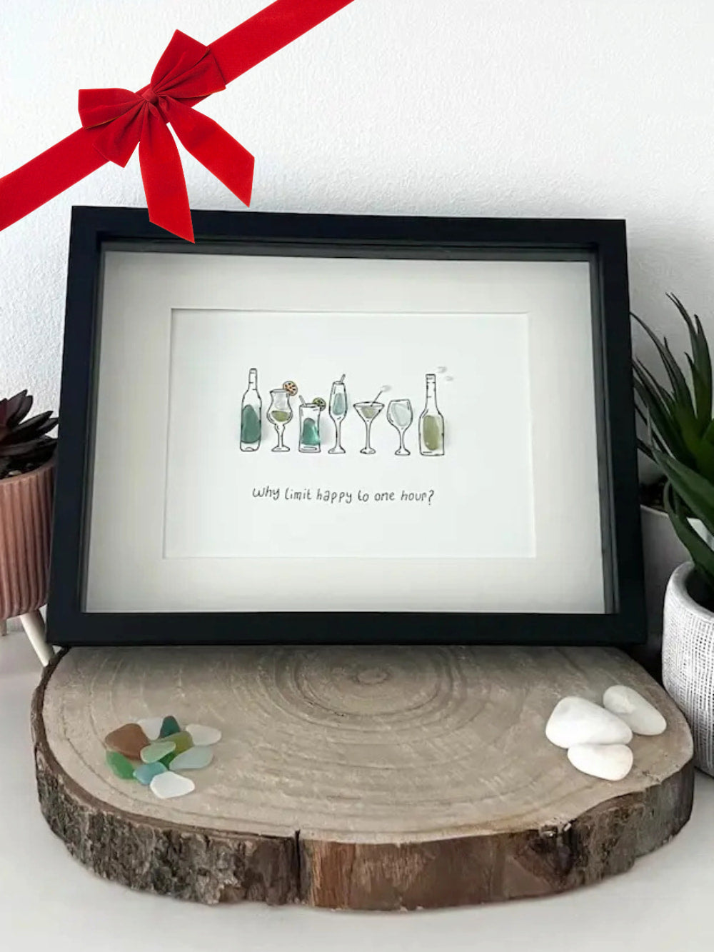 Christmas Gift - Personalized Sea Glass Cocktail Celebration Artwork