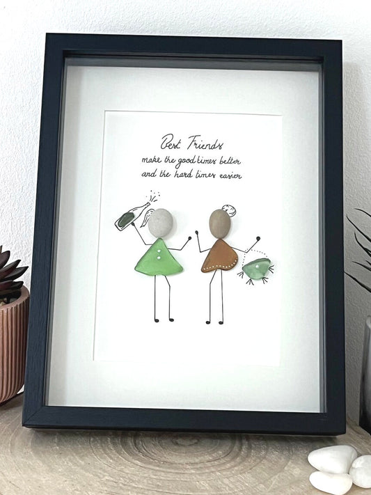 best friends make good times seaglass frame