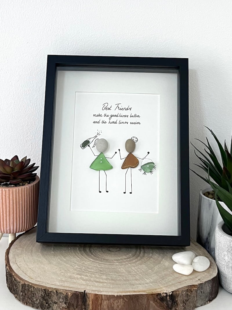 best friends sea glass frame art