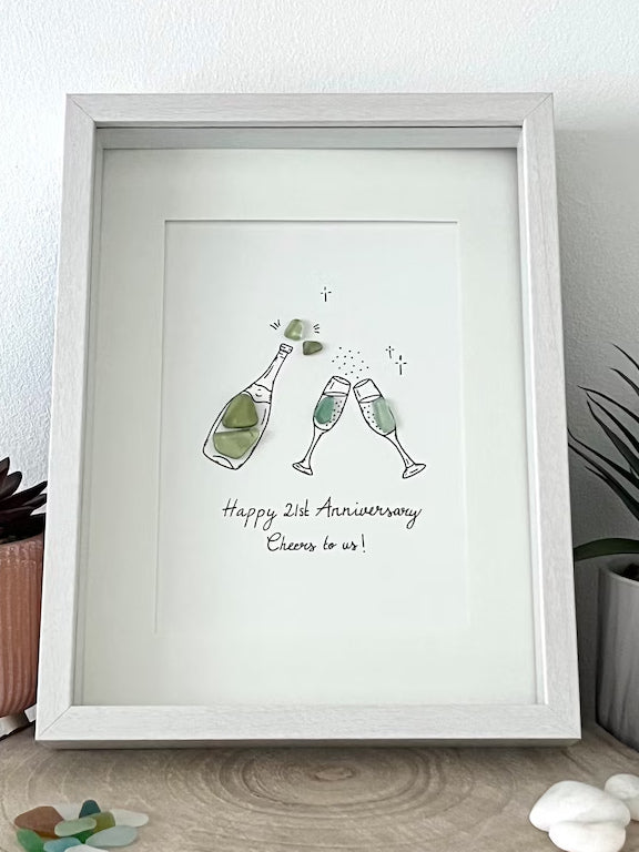 "Cheers!" - Personalized Sea Glass Gift