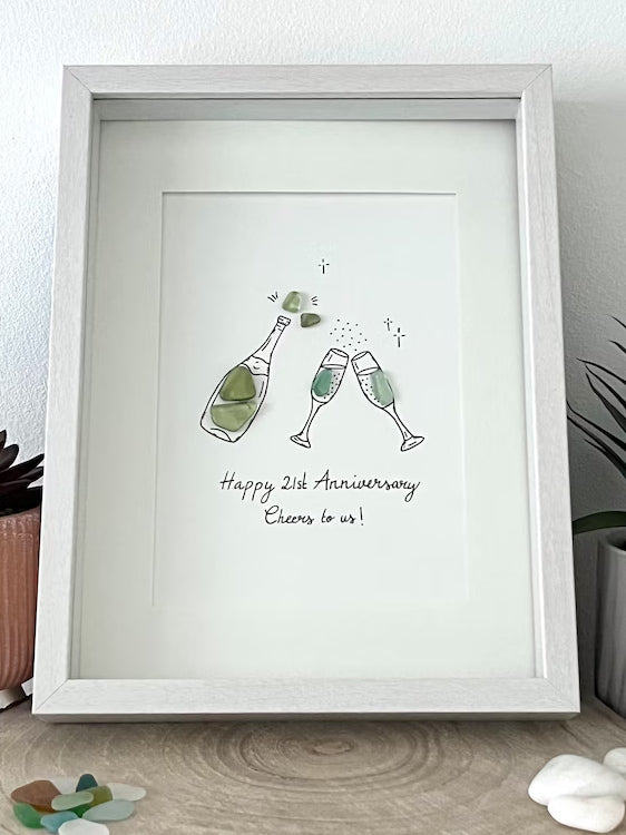 happy anniversary to us sea glass frame 1