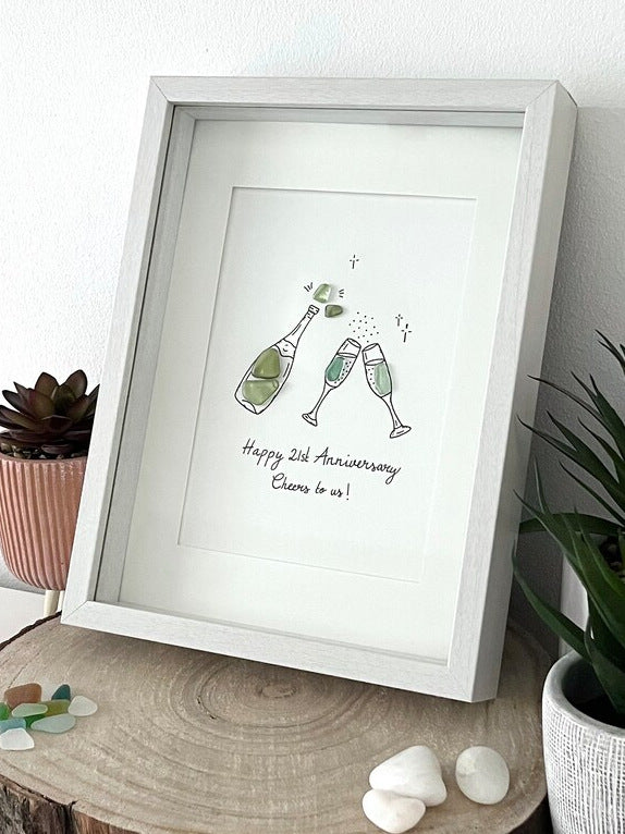 "Cheers!" - Personalized Sea Glass Gift