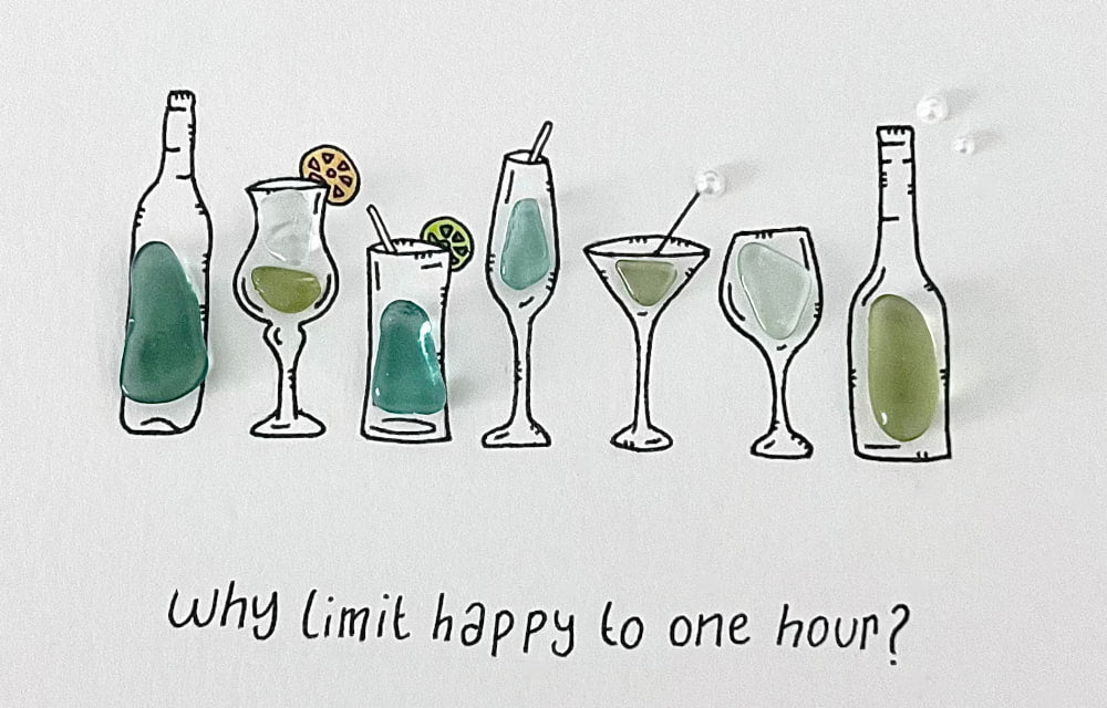 Christmas Gift - Personalized Sea Glass Cocktail Celebration Artwork
