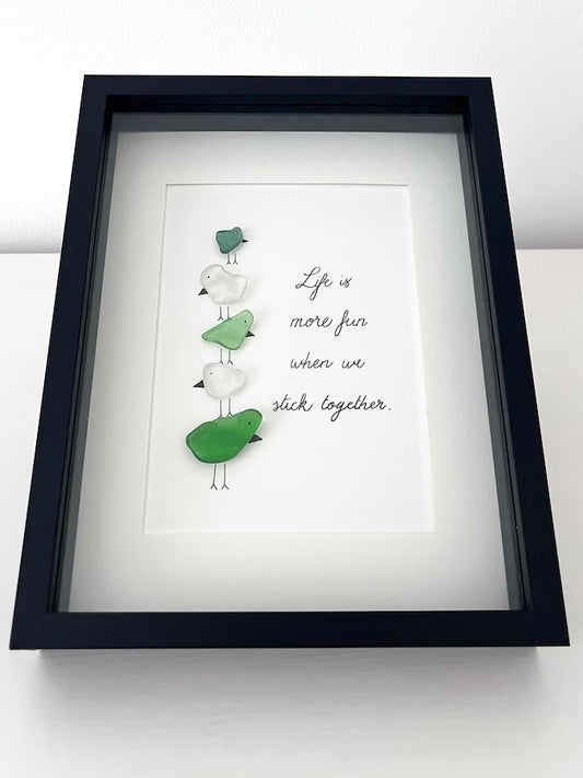 sea glass family of birds anniversary gift 1