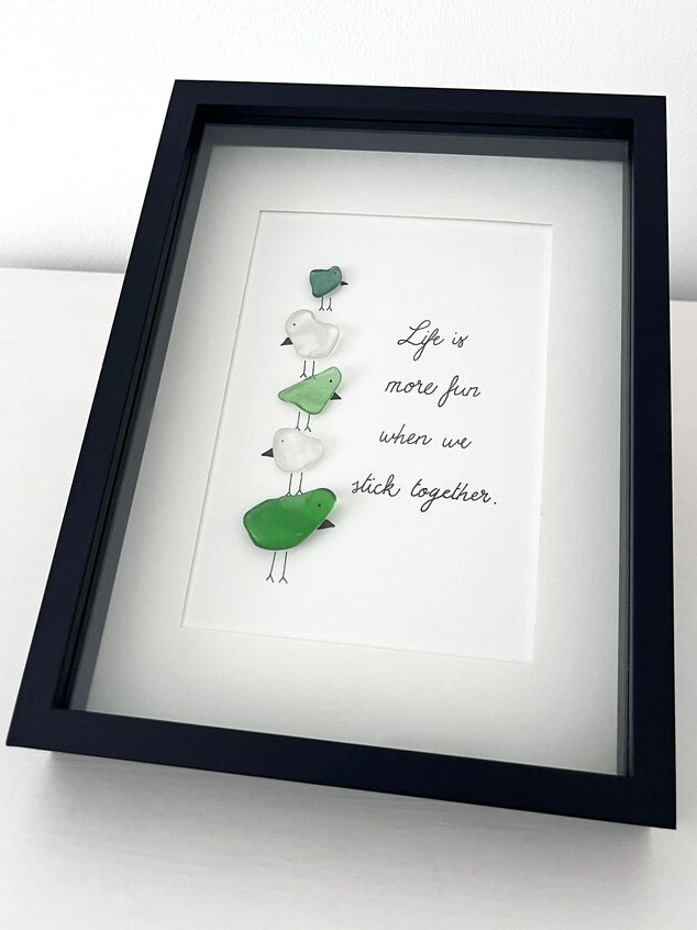 Christmas Gift - Sea Glass Family Of Birds Personalized