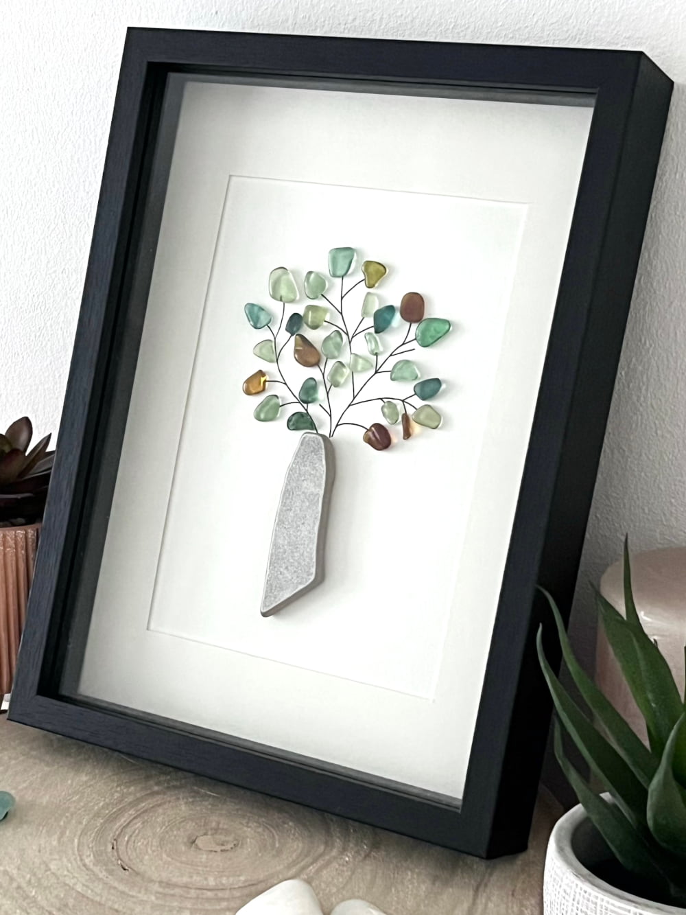 "Pottery Vase Sea Glass Plant" Personalized Picture Frame Gift