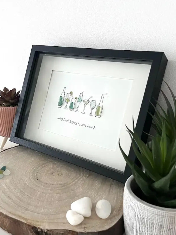 Christmas Gift - Personalized Sea Glass Cocktail Celebration Artwork